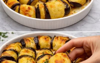 Ik frituur niets en ik maak de keuken niet vies: deze auberginerolletjes zijn in minder dan een uur klaar en bevatten slechts 150 kcal 👉Recept in de reacties!