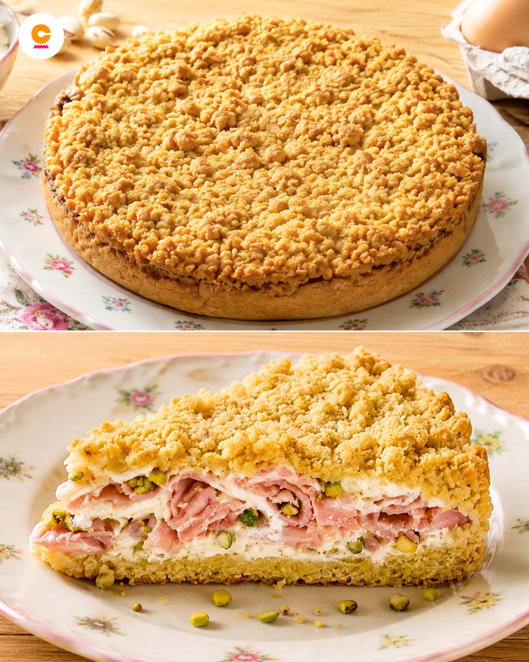 SBRICIOLATA SALATA SUPER SAPORITA! Il suo ripieno di mortadella, ricotta e pistacchio ti conquista al primo morso!😍 Prepararla è semplicissimo e farai un figurone, la ricetta👇