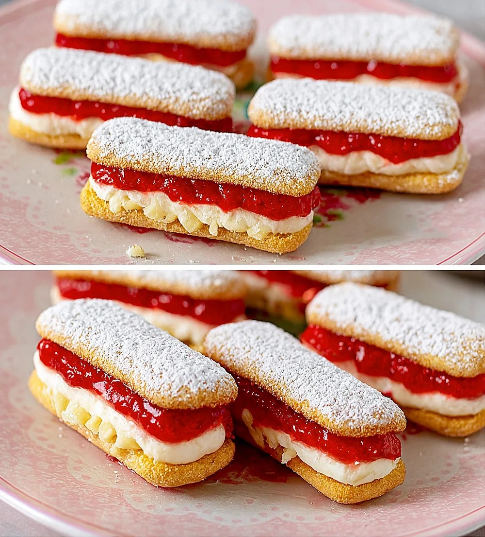 Mijn slimme zomerdessert: fris, zonder bakken en klaar in 5 minuten met alleen yoghurt, lange vingers en lichte jam.