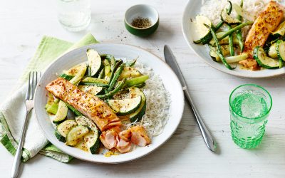 Zalm uit de airfryer met honing-mosterdsaus