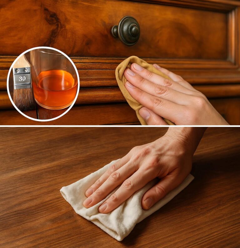 Een speciale olie die houten meubels polijst en ze er weer als nieuw uit laat zien.