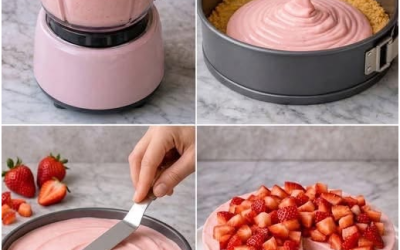 Aardbeiencheesecake die je niet hoeft te bakken