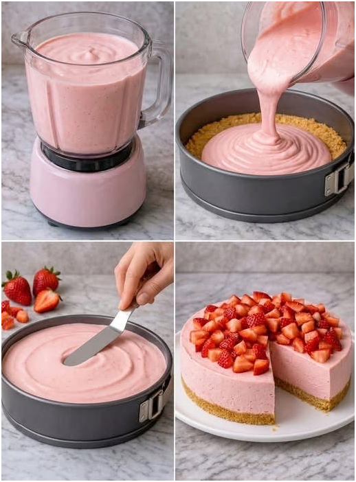 Aardbeiencheesecake die je niet hoeft te bakken