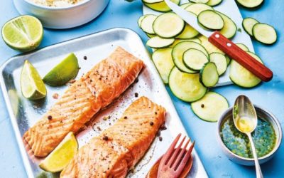Gegrilde zalm met chili-limoensaus en basmatirijst