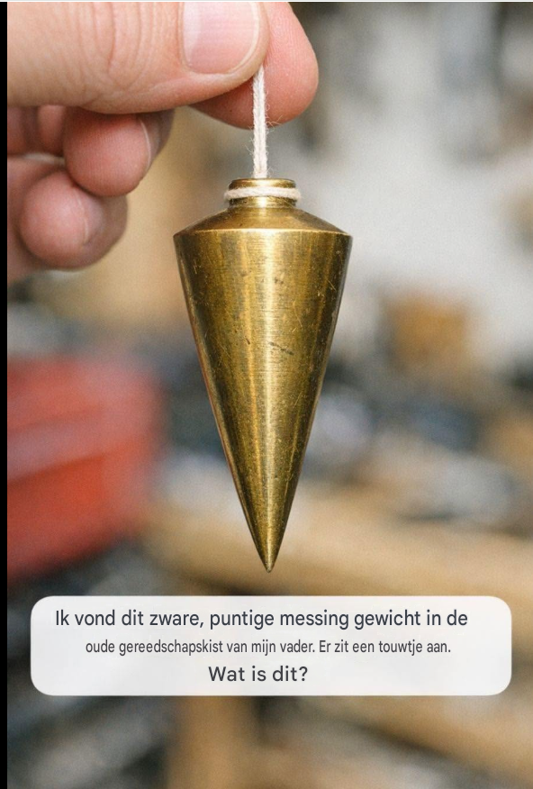 Ik vond dit zware, puntige messing gewicht in de oude gereedschapskist van mijn vader. Er zit een touwtje aan. Wat is dit?