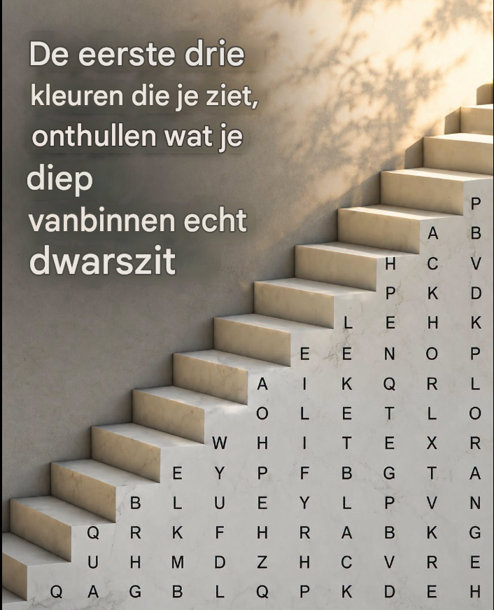 De eerste drie kleuren die je ziet, onthullen wat je diep vanbinnen echt dwarszit.